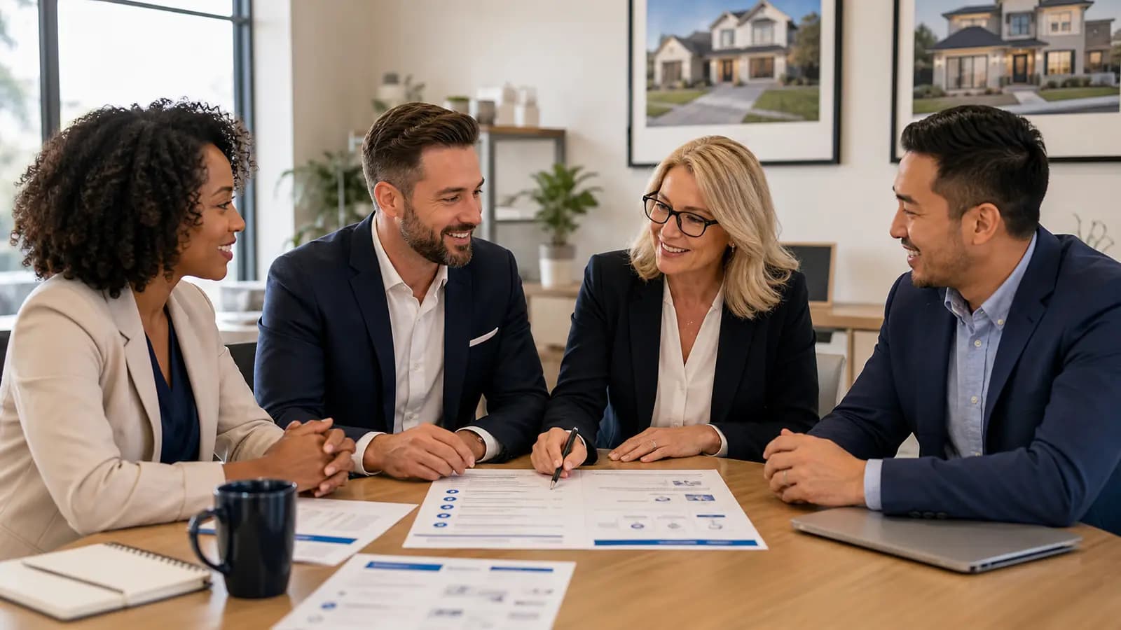 Team reviewing accessibility and compliance details for a real estate platform