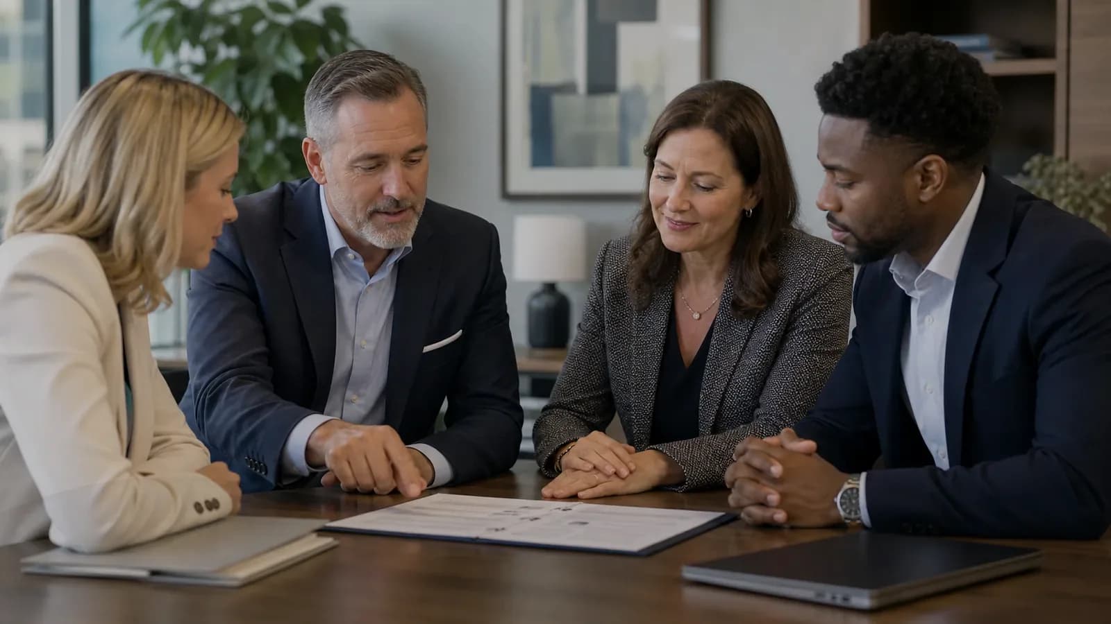 Real estate leadership team reviewing product questions and workflow answers