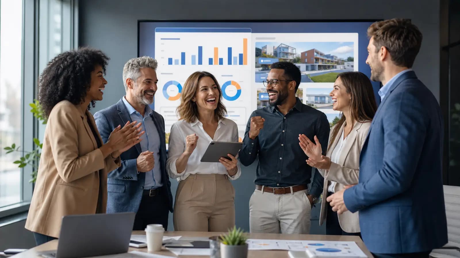 Realtors celebrating a successful marketing campaign