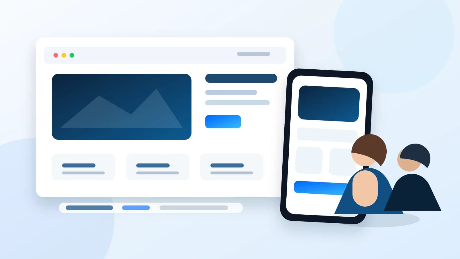 Real estate leaders reviewing a modern website and mobile experience